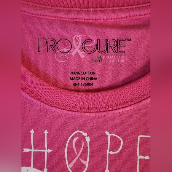 PRO CURE FIGHT FOR A CURE WOMENS T-SHIRT PINK SIZE M NWT (A18) - Picture 2 of 3